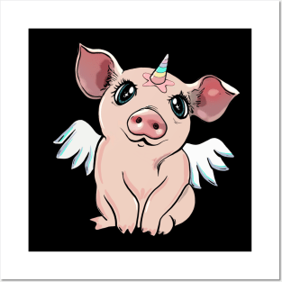 pig unicorn Posters and Art